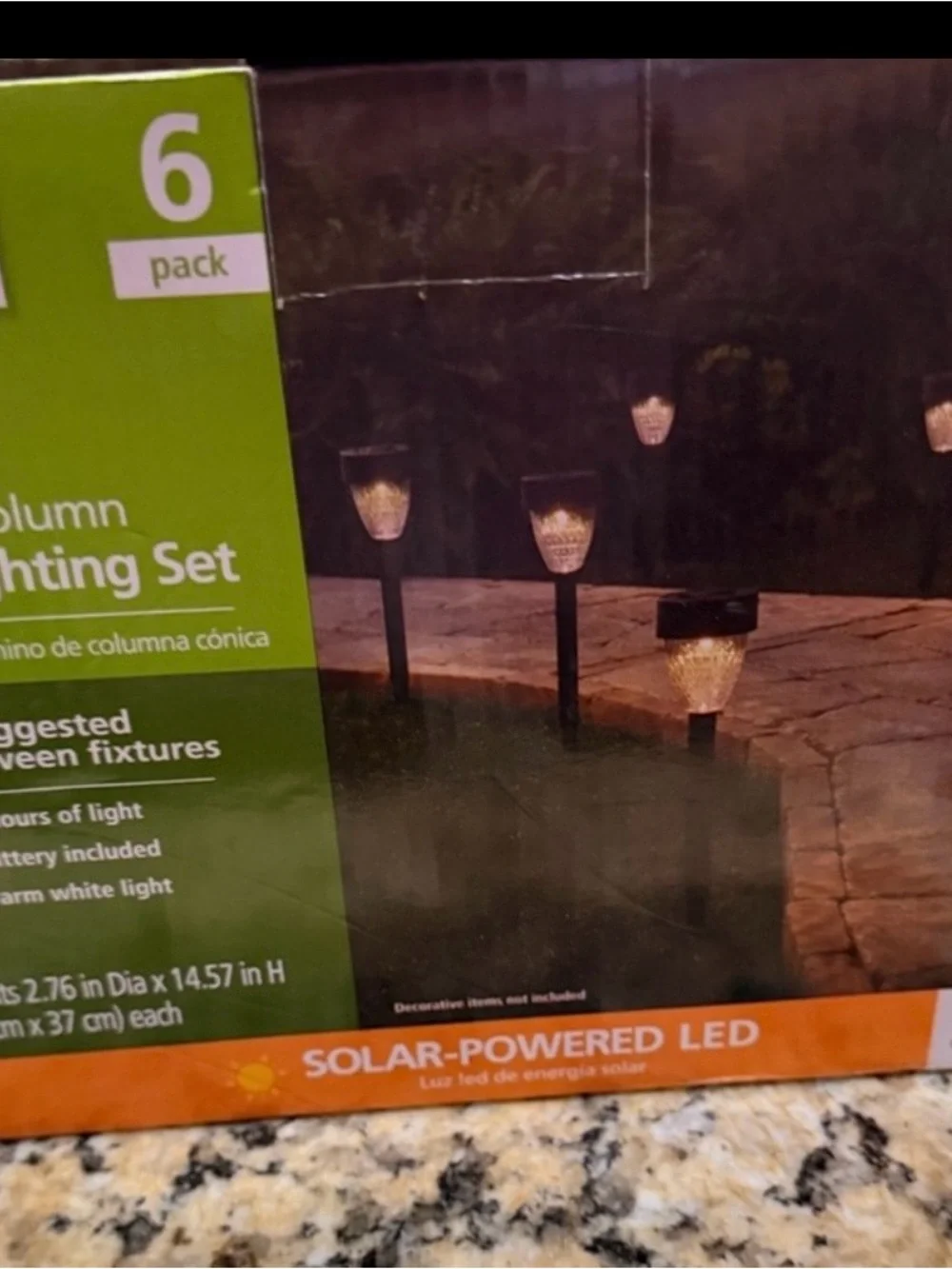 Mainstays Solar-Powered LED Column Lighting Set - Black with Orange Accent
